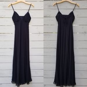 La Perla Beaded Bust Black Maxi Gown